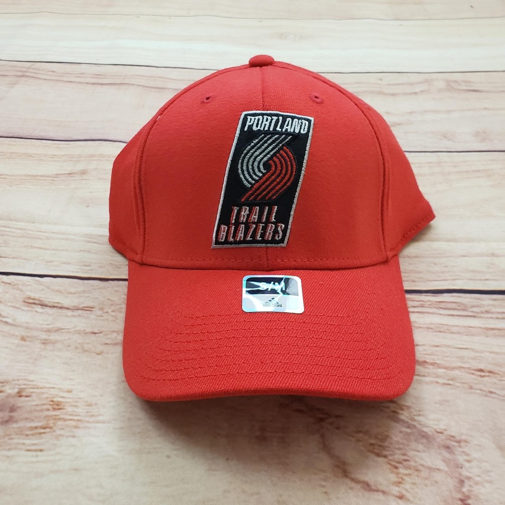 Portland Trail Blazers Hat Cap Fitted Mens Medium Red NBA Basketball Adidas S/M